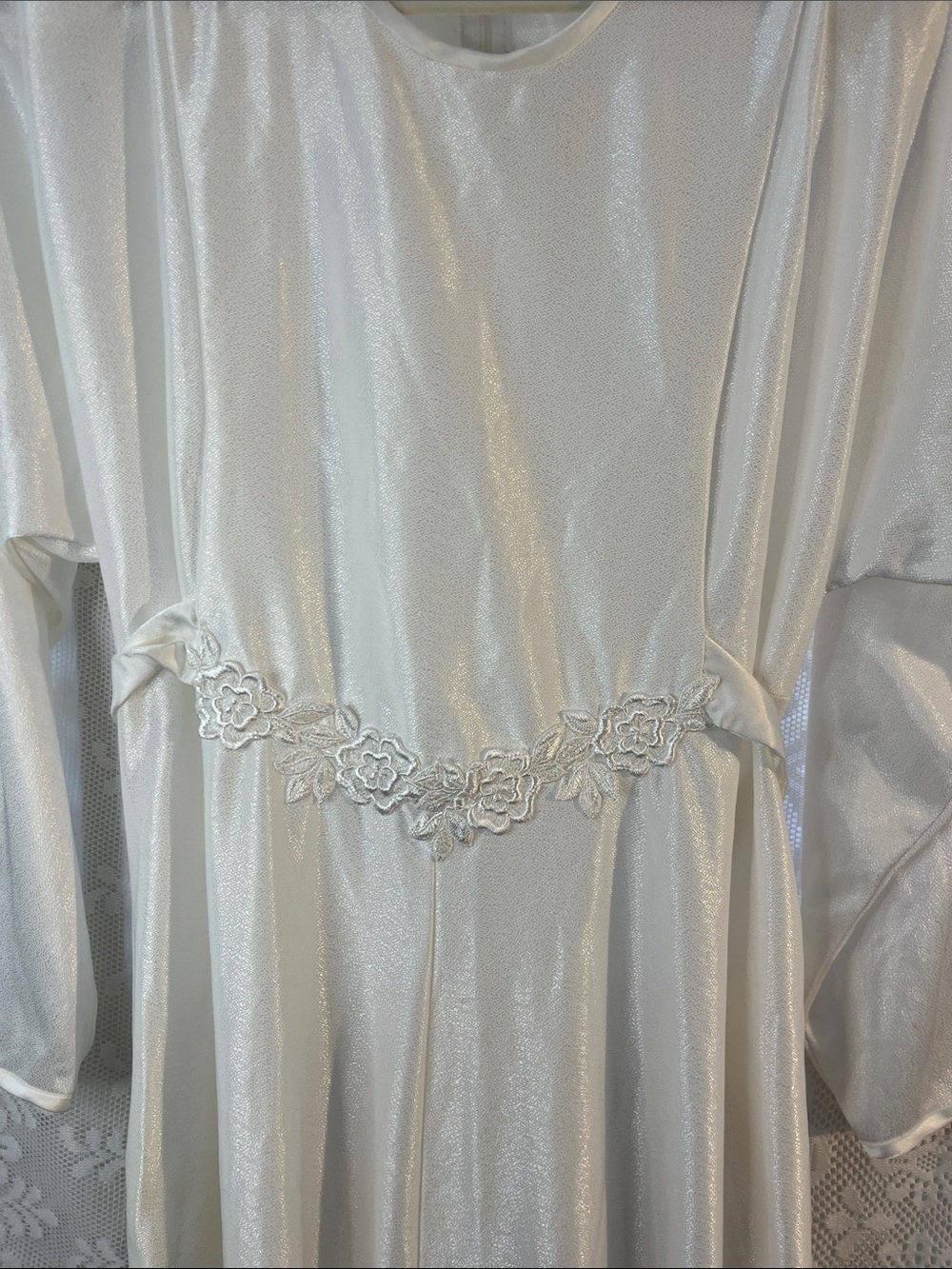 California Dynasty Shimmery Ivory Satin Maxi L